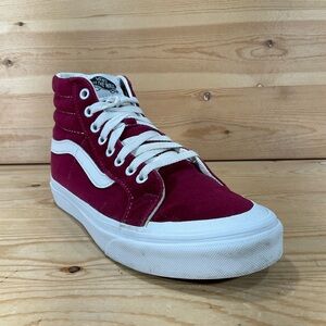 Vans Sk8-Hi Velvet Reissue 138 Shoes Size Women's 7.5 Men’s 6 Beet Red White